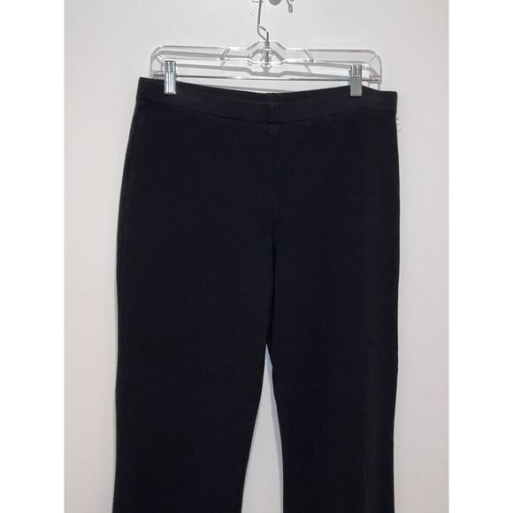 St. John Black High -Rise Pull-On Stretch Fabric Straight-Leg Women's Pants 12 - Picture 2 of 9